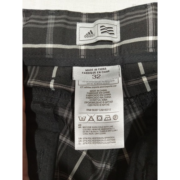 Adidas Golf Shorts  Men's 32 Black White Plaid - Picture 4 of 6